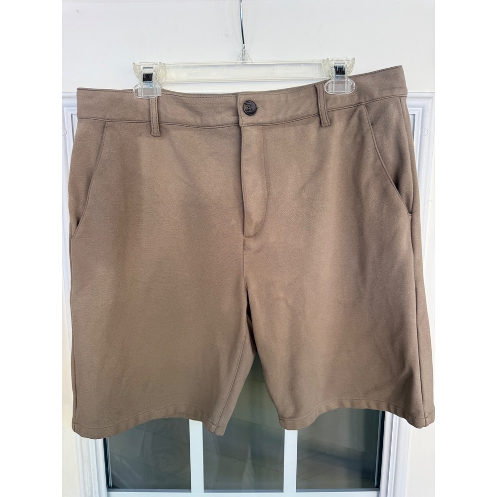 True Classic 9" Comfort Knit Chino Shorts Sz 34 soft stretch golf casual tan